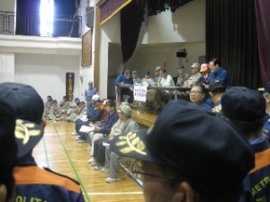 柏葉中にて防災訓練